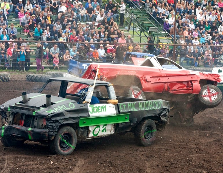 Each year thousands of fans flock to the demolition derby Friday night during Blue Heron Fair Days. The derby had been in danger of collapsing because of the difficulty of