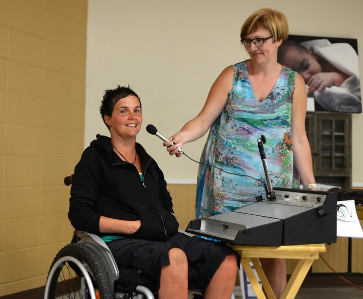 Trina Preugschas thanked all those who came out to support her for Cycleforward&#8217;s second year, which ended at the Barrhead Agrena with a finale fundraiser dinner for