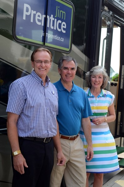 MP Rob Merrifield (left) and local MLA Maureen Kubinec have each announced their endorsement of PC contender Jim Prentice (centre).