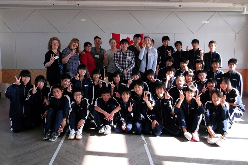 The students of Tokoro Junior High School were excited for the students visit. (l-r) Shelly Weaver, Cathrine Jevne, Deb Schembri, Chris Schembri, Bailey Ryrie, Jonathan