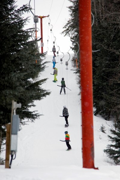 Misty Ridge was bustling with skiers and snowboarders on Family Day, with many families taking advantage of the warm weather and fresh snow.