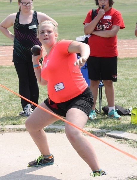 BCHS student Brittney Larose placed third in the junior girls shot put event.