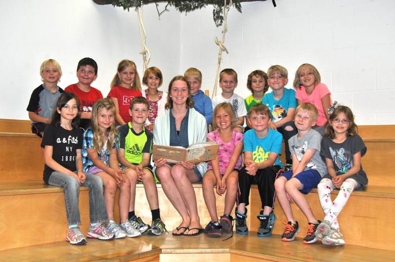 Amy Lechelt, pictured here with a group of Grade 6 BES students will head up the Barrhead Public Library &#8216;s fine arts summer camp.