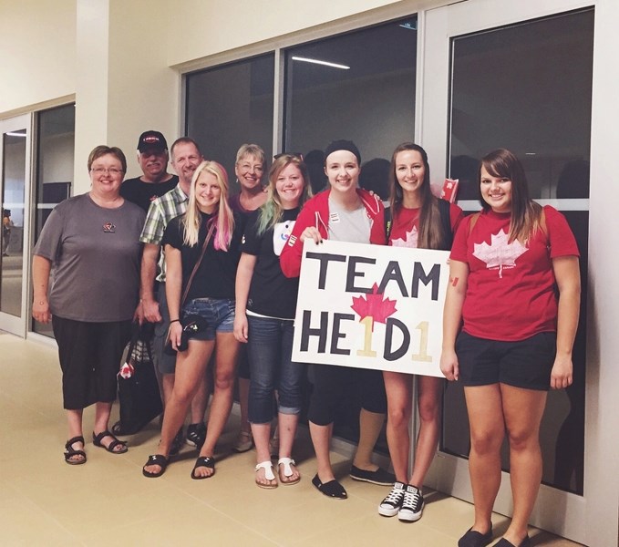 A group of family and friends wish Heidi Peters well before she headed to Toronto as part of Canada &#8216;s Womens sitting volleyball team.