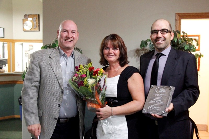 The Barrhead Chamber of Commerce Business of the Year Award was awarded to Northplex Ltd. l &#8211; r: Dave Sawatzky, Barrhead Chamber of Commerce President, presented the