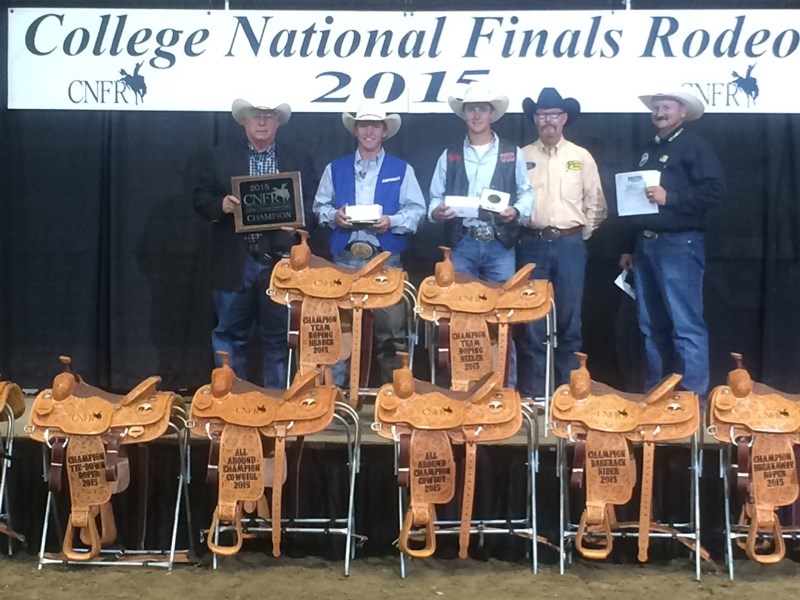 Kolton Schmidt and his partner Sawyer Barham became the National College team roping champions.