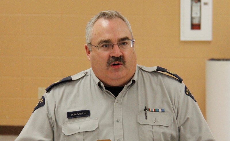 Sgt. Bob Dodds of the Barrhead RCMP detachment, delivers his quarterly report to Barrhead County Council on Friday, January 22.