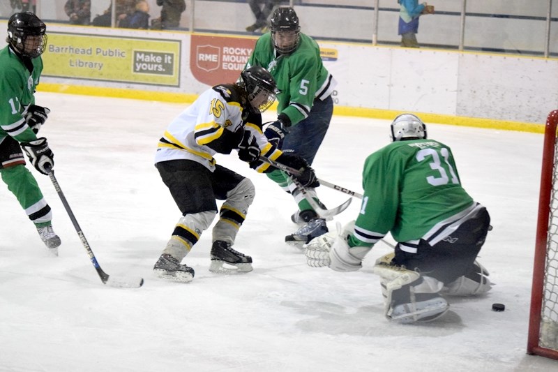 Brady DeRudder scores the second goal of the game for the Steelers on a powerplay in the second period.