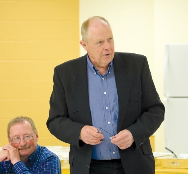 County of Barrhead reeve Bill Lee asks a question regarding casino revenues.