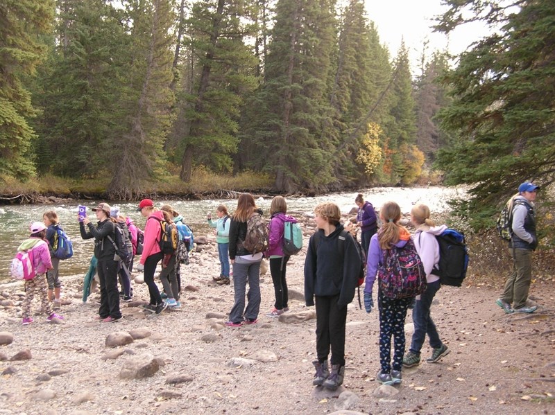 Barrhead Elementary School students take a chance to enjoy the scenery before resuming their hike.