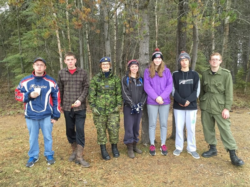 From left: Wo2 Alex Reichelt (cadet official), FCpl. Maison Damery, Capt. Susan Peters, Sgt. Camille Williams, FCpl. Mary Burt, Sgt. Austin VanAert and Carson Meakin (cadet