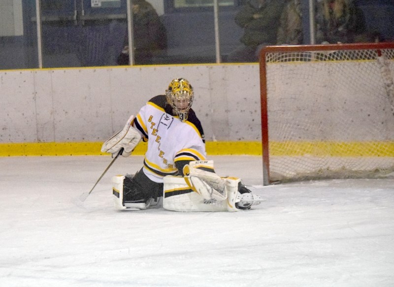 Ty Steinbring makes a glove save.
