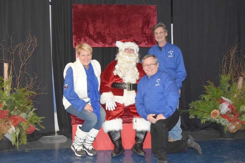 Town of Barrhead Parks and Recreation staff, Brandy Siegert, Santa, Shallon Touet and Ernie Lavigne.