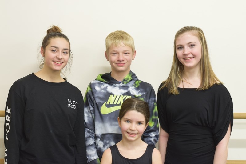 From left: Mikaela Widdup, Benedict Quedenbaum, Jamie Kalmbach (front) and Tasarina Peacock talked to the Barrhead Leader about their experiences as part of Alberta Ballet