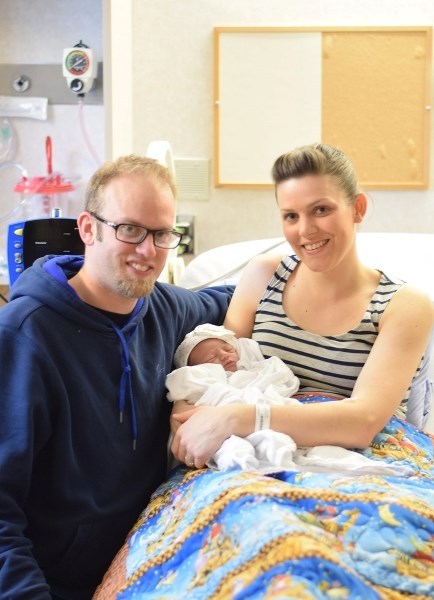 Arnold and Melissa Viersen with Jillian. Although there isn &#8216;t any official Barrhead &#8216;s New Year &#8216;s baby package, the couple received a congratulations
