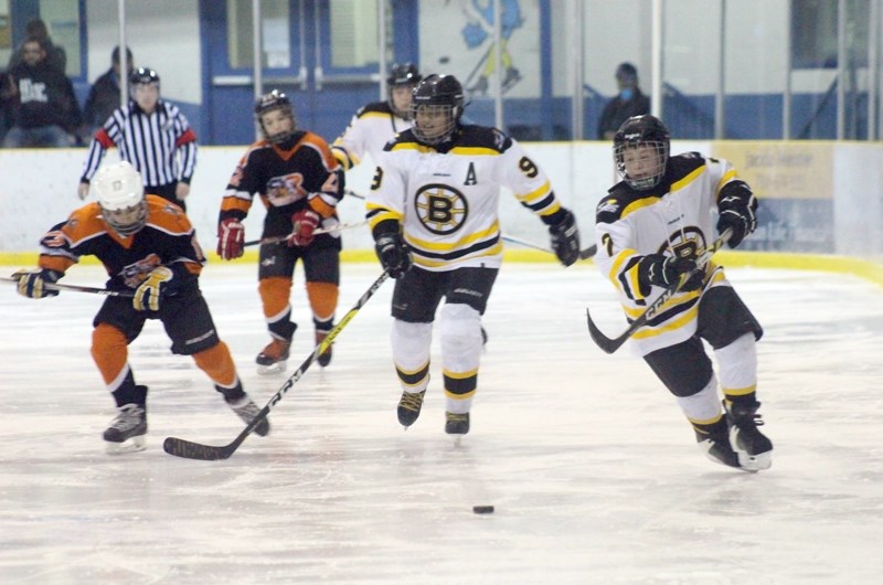 Eagles forward Cesar Barrios (l) and Jett Parks (r) helped their teammates secure victory by scoring three of Barrhead &#8216;s six goals against the CR Knights. The game