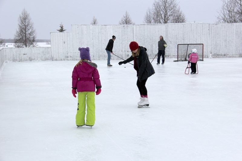 A group of skaters taking advantage of the old Neerlandia ice rink on Boxing Day 2013.