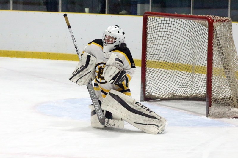 Goalie Keaton Branden shut down 37 out of 41 shots on his net during the game against New Sarepta Nov. 10.
