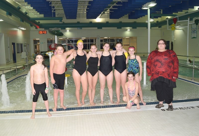 The Barrhead Swim Club participated in their first swim meet in three years in Edson. The Leader spoke to them at their first practice upon their return. Pictured from left
