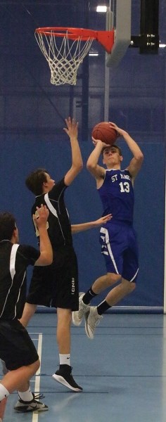 The Rotary Spirit Centre fieldhouse played host to the third annual Romes Tournament Jan. 12-13. Both of St. Mary’s teams managed to win silver. Dominic Terrault takes to the 