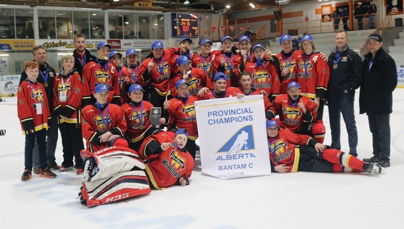 A new banner will hang in the rafters of the Rotary Spirit Centre as the Westlock Bantam Warriors are &#8216;C&#8217; provincial champions after posting a 4-1 record March