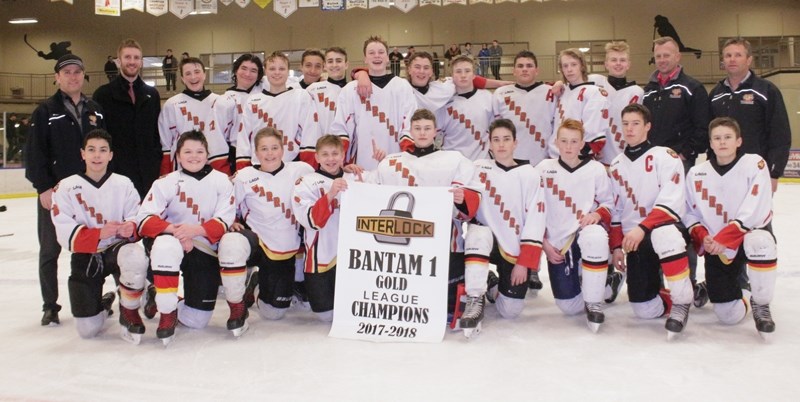 The Westlock Bantam Warriors are 1660 Tier 1 champions following their 2-1 series win over the Stony Plain Preda-tors, which was capped by a 6-3 win March 25 at the Rotary