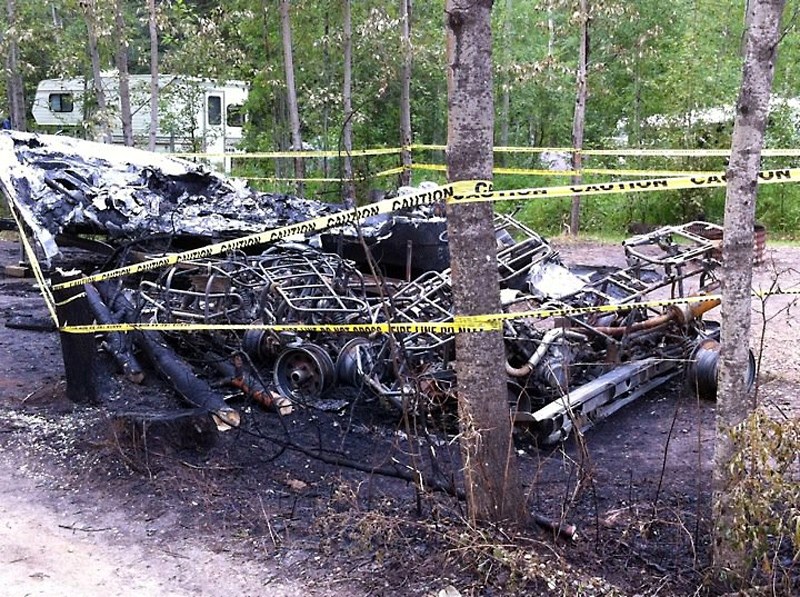 This is all that remains of three quads and a boat that were destroyed in a fire Aug. 1 at the Long Island Lake Municipal Campground.