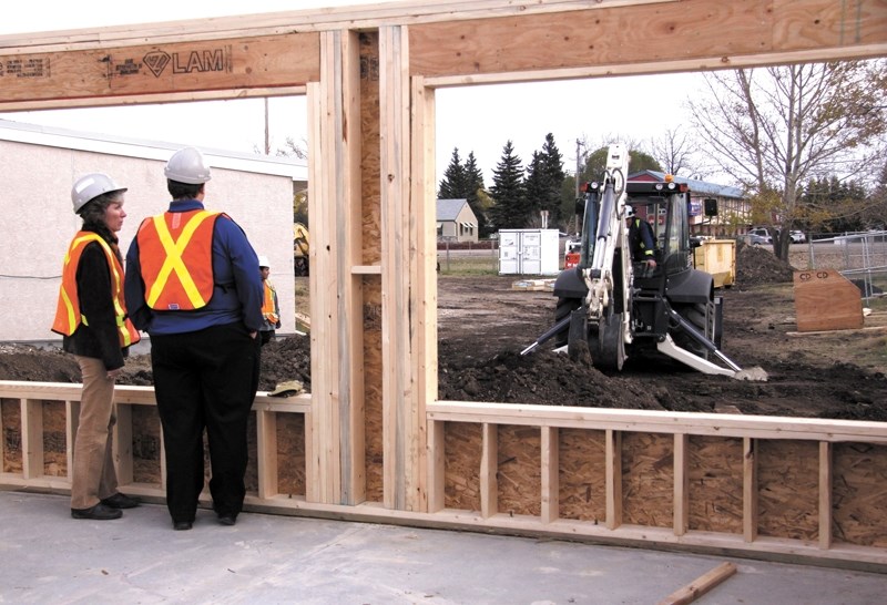 Westlock County Coun. Maureen Kubinec and Town of Westlock Coun. David Truckey admire the recent construction at the Pembina Lodge Expansion during a site tour on Oct. 20.