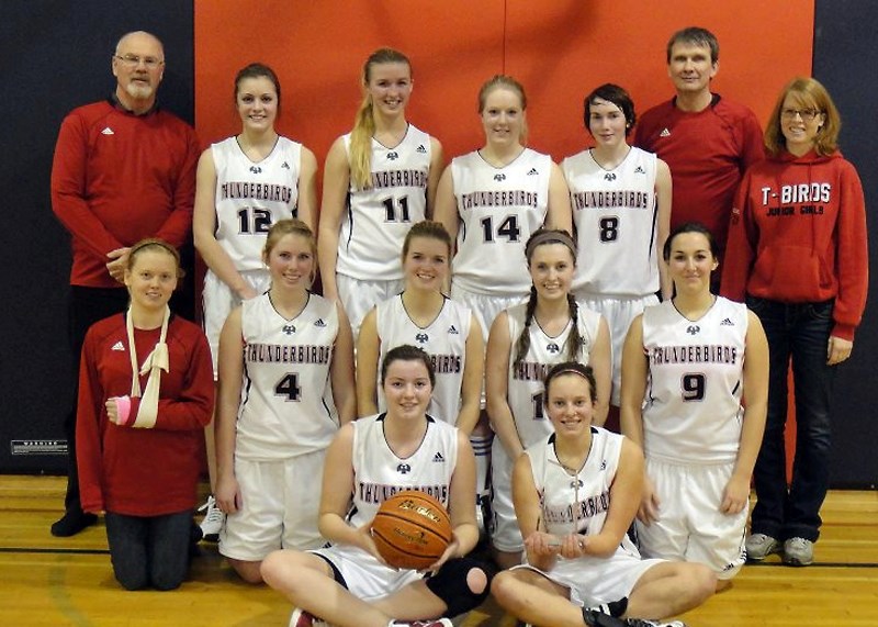 The senior girls basketball celebrates their consolation title in Whitecourt.