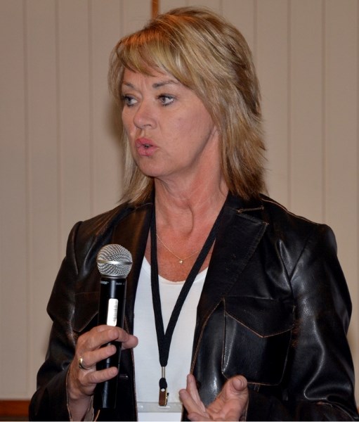Alberta Minister of Environment and Water Diana McQueen addresses the Westlock meeting last Tuesday evening.