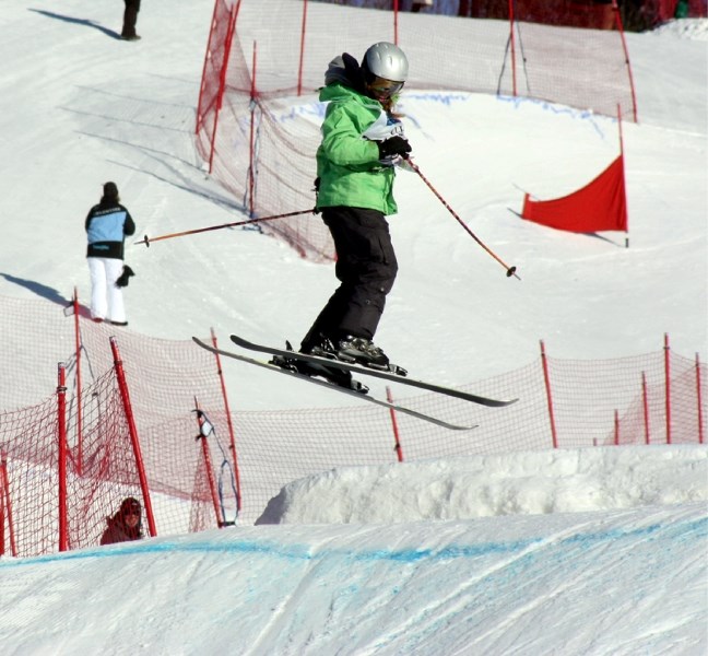 Kara Siegle does a 360 during Friday afternoon&#8217;s slopestyle competition at the Alberta Winter Games which were hosted at the Tawatinaw Valley Ski Hill.