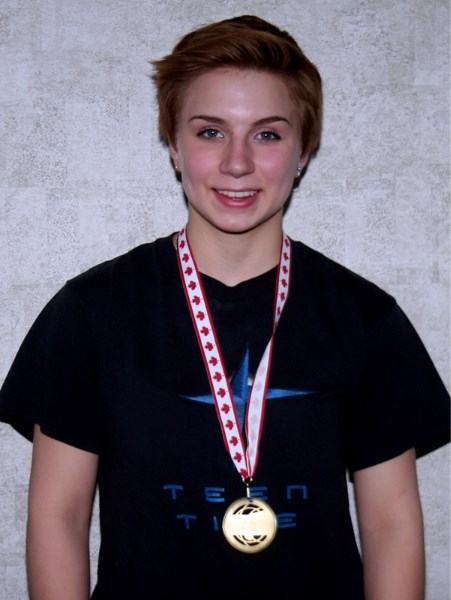 Haley Heffel, pictured with the gold medal she earned at provincials, finished fourth at nationals.