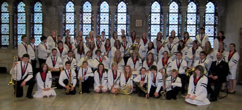 The St. Mary School wind ensemble after their final performance at Riverside Church in New York City. The band earned a spot at the National Festival of Gold in San