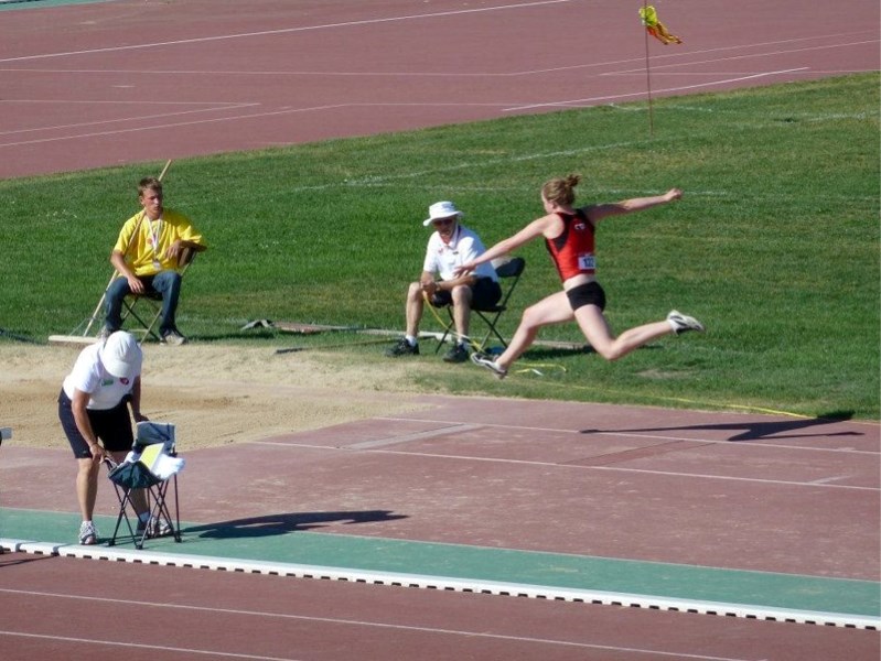 R.F. Staples Grade 12 athlete Maya von Rennenkampff prepares to jump at the junior national track and field meet in Winnipeg in 2011. Von Rennenkampff wrapped up her high