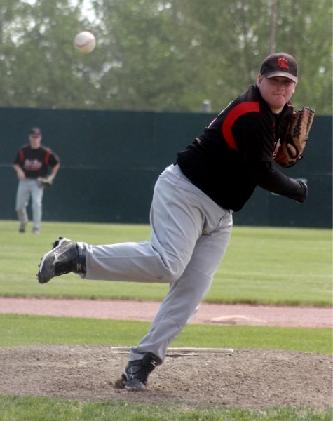 Westlock Red Lions&#8217; pitcher Chris Johnson made short work of the Athabasca Royals during the Harvey Doherty Memorial Tournament in Westlock June 2-3. The Lions came out 
