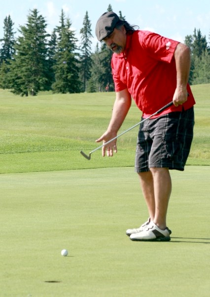 Terry O&#8217;Donnell, pictured here during the Men&#8217;s Open at the Westlock Golf Club on Sunday, sunk an ace on Hole 6 last Wednesday evening. He was hoping his luck