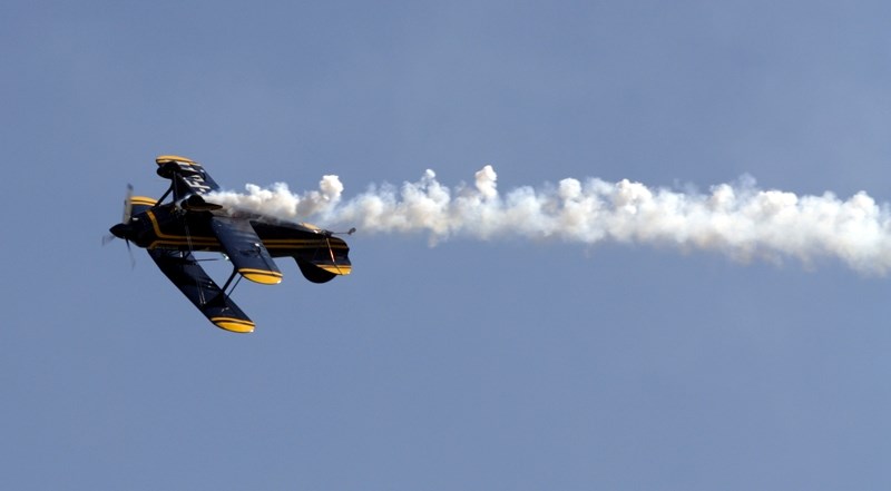 Bill Carter dazzles the crowd with his aeronautical prowess during the airshow held Sunday at the Westlock airport.