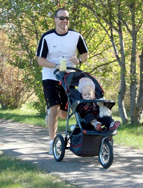 Rob Weiss took his daughter Ayla with him, for her very first Terry Fox Run Sunday in Westlock. About 30 Westlock and area residents came out to take part in the 32nd annual