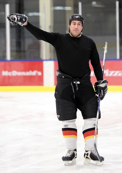 RCMP Const. and former pro hockey player Dave Wilejto oversees a midget Warriors practice Jan. 16 at the Spirit Centre. After a four-year professional career in the southern