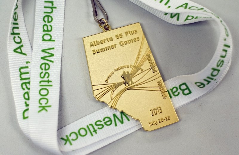 A draft of a 55 Plus Summer Games gold medal, which was on display in Barrhead last week.
