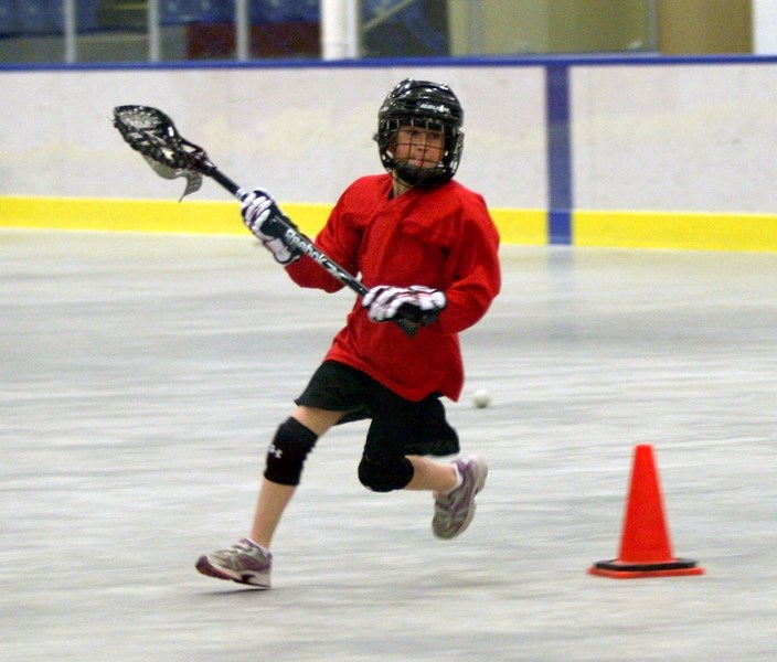 Westlock Rock player MacKenzie Wilcox runs through a drill during practice on April 2 at the Westlock Rotary Spirit Centre. Clubs throughout the association are gearing up