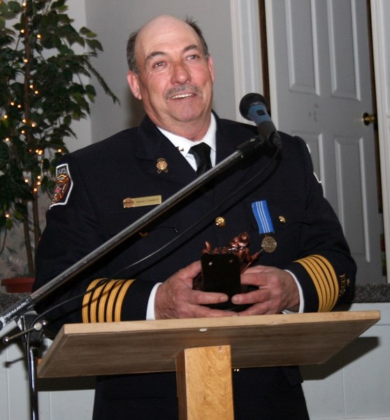 Pickardville Volunteer Fire Department Chief Wayne Cannard received the Glenn Latimer award at the Westlock County Firefighter Appreciation Night held in Clyde Saturday