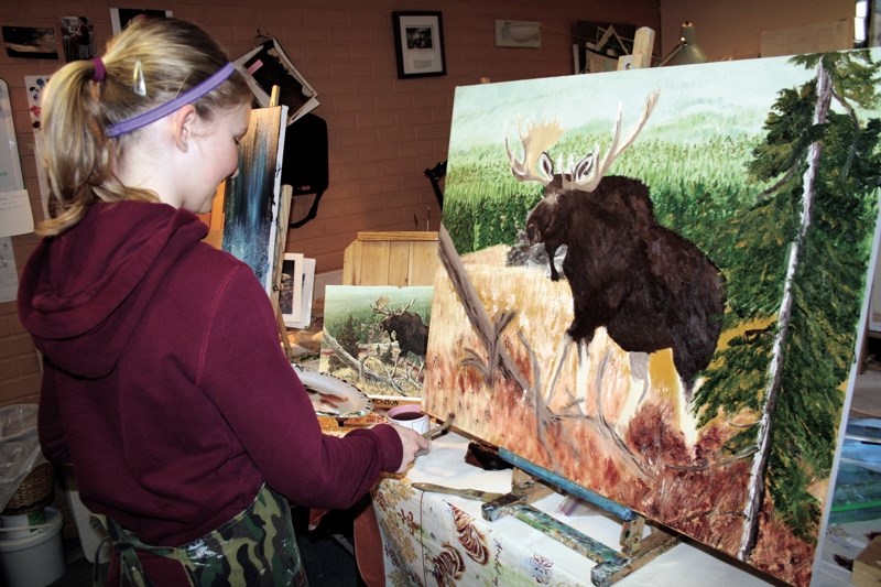 Artist Kaylee Huppertz, 13, is learning traditional oil painting techniques from her teacher Betty Wysosky.