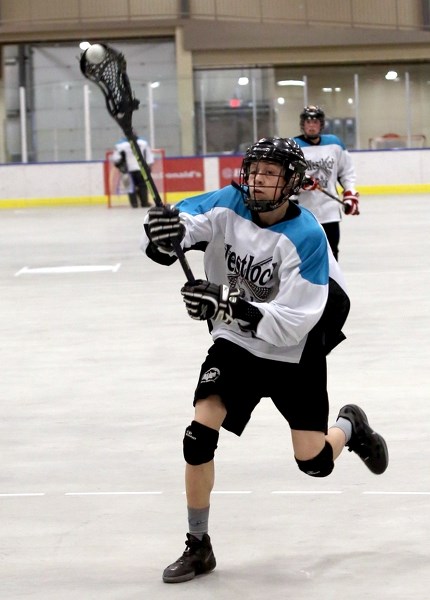 Daneel Lategan and his midget Rock teammates play for the Greater Edmonton Lacrosse Council title July 3 in Edmonton. The Rock have two shots at the title, as they are