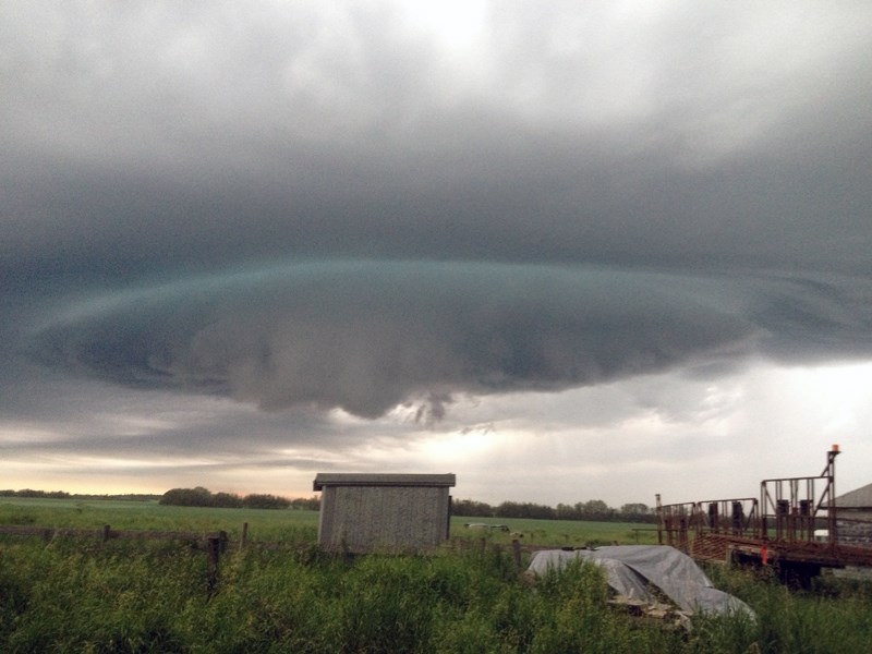 Reader Michelle Wolfe captured this photo of last Tuesday’s storm from her property along Township Road 610. Wolfe was looking south at the time, and watched as the clouds
