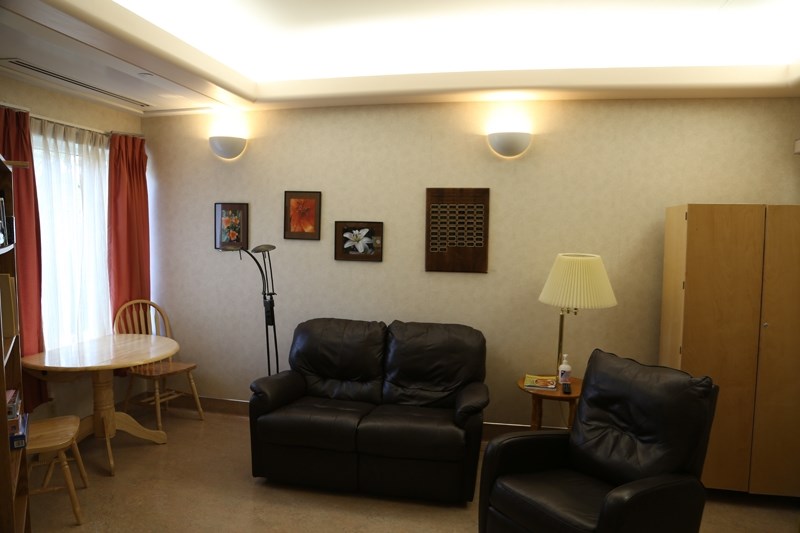 The Serenity Lounge in the east wing of the Westlock hospital is designed for family members to have a space where they can be together while going through the grieving