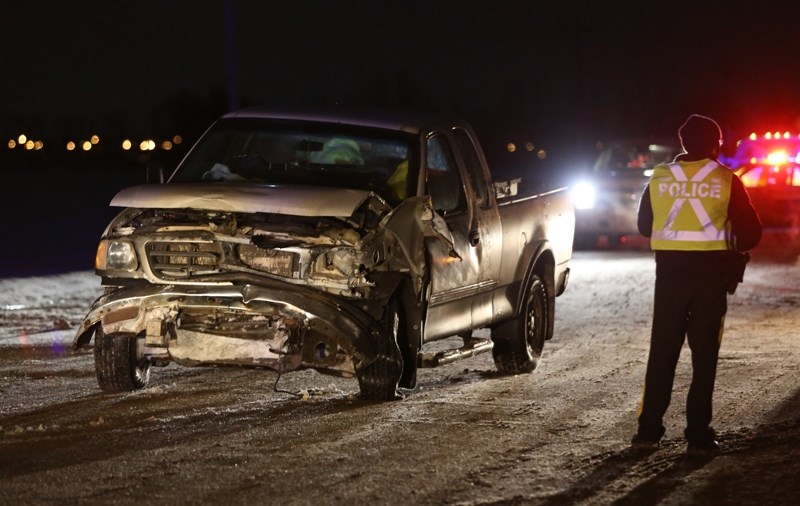The scene of a Jan. 13 crash on Highway 44 just north of the Town of Westlock. A 28-year-old man was pronounced dead at the scene.