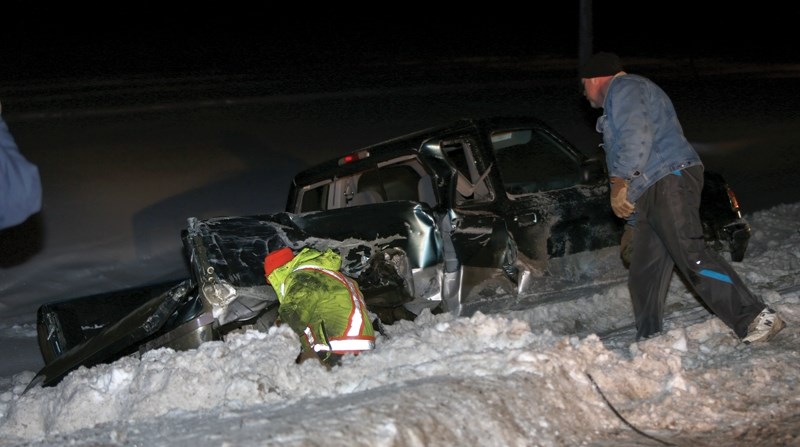 No charges have been laid in the Jan. 15 collision that saw one man killed and another sent to hospital after being struck while standing beside a tow truck.