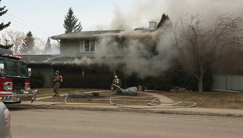 The scene on April 23, 2013 as firefighters responded to a fire that destroyed a downtown home.