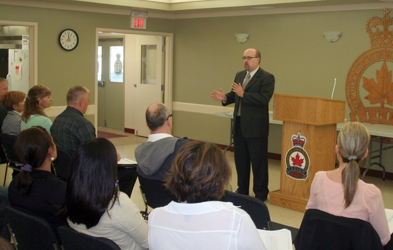 Westlock-St. Paul MP Brian Storseth spoke about the Temporary Foreign Workers Program to a large crowd at the St. Paul Legion Hall last Tuesday afternoon.